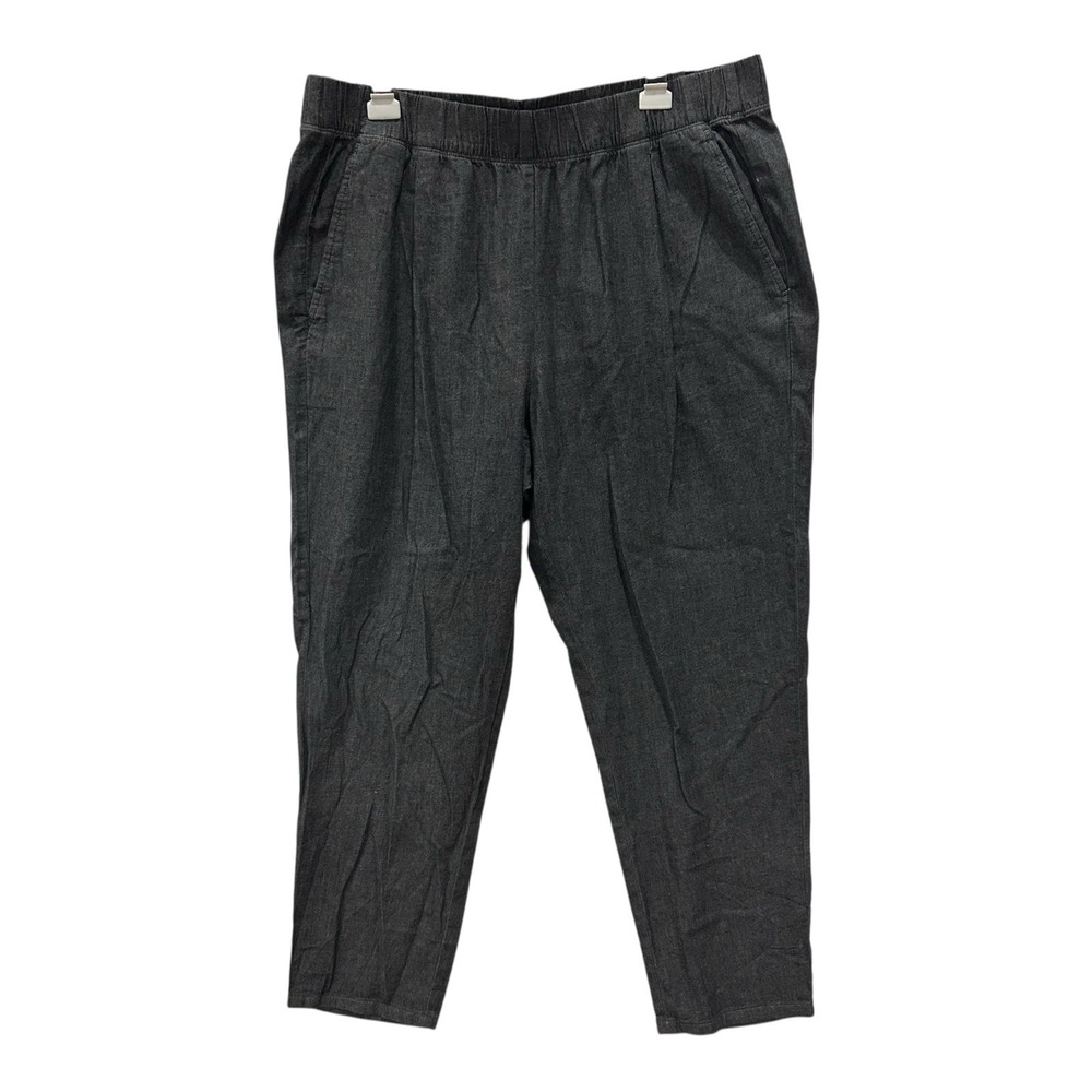 Eileen Fisher Women's L‎ Airy Organic Cotton Tapered Leg Pull On Pants Gray
